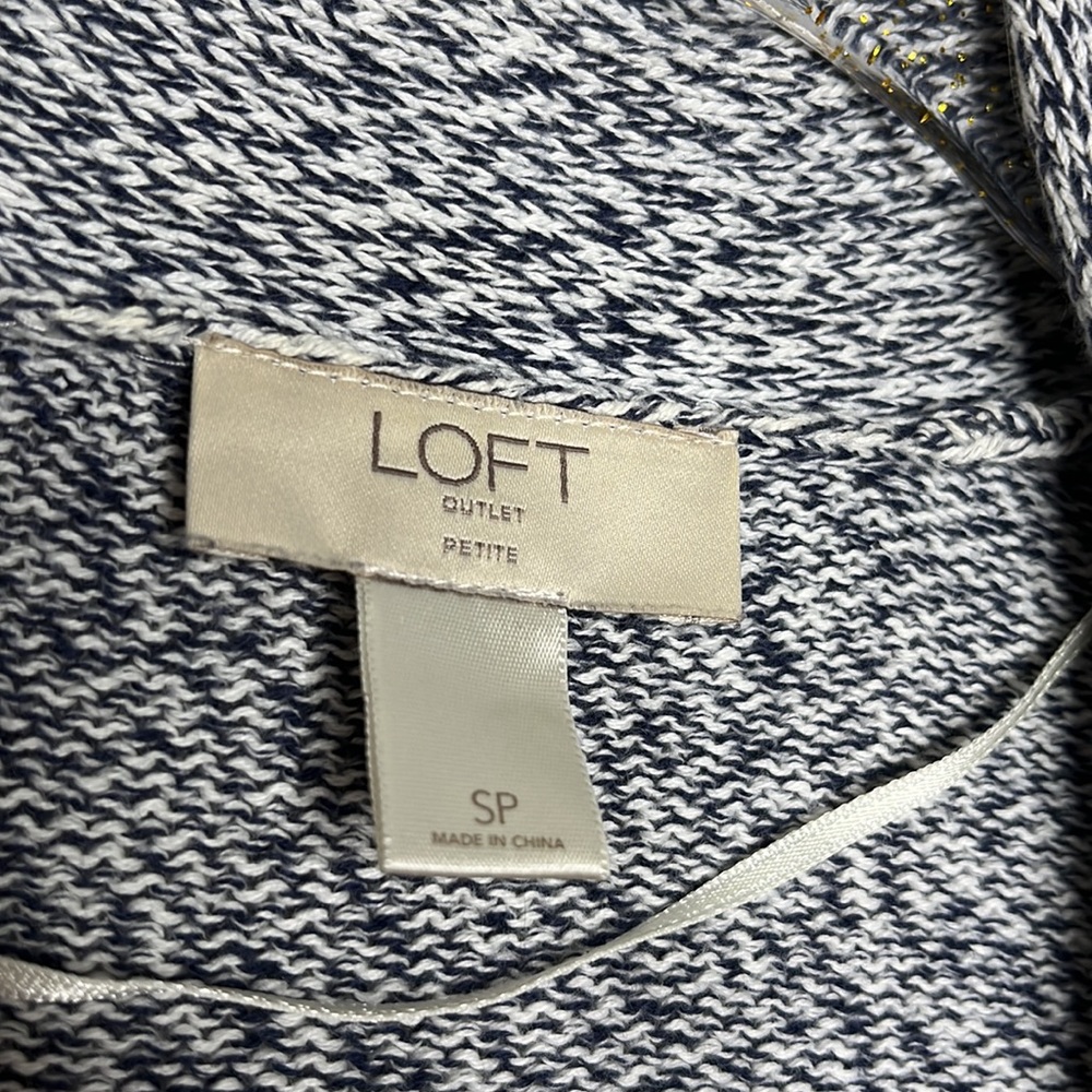 Loft Striped Color Block Open Front Knit Cardigan… - image 2